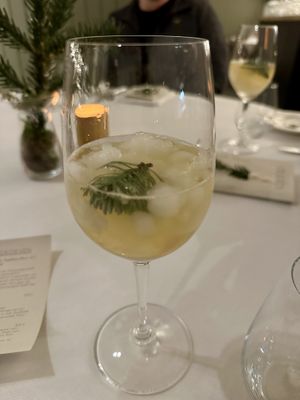 Aperitif: green iced tea with fir  at Vannu in Breda