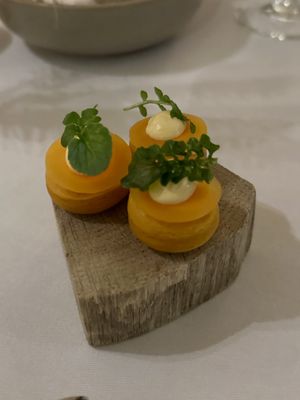 Before dinner snack: sweet potato and pumkin  at Vannu in Breda