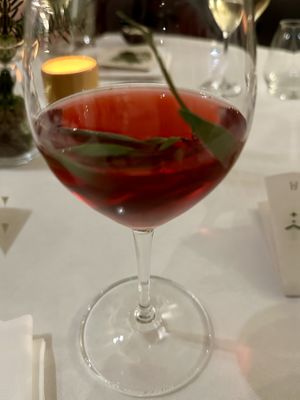 Frist course drink: cranberry juice  at Vannu in Breda