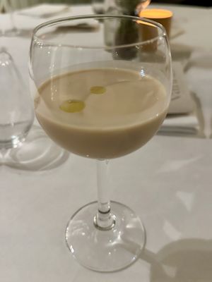 Third course drink: hazelnut milk at Vannu in Breda