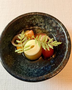 A starter with sweet tomatensoep  at Vannu in Breda