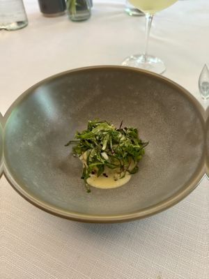 Second course: fennel, potato and saffron sauce at Vannu in Breda