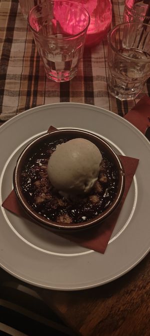 Cherry pie with vanilla ice cream. at Rosetta's in Stockholm