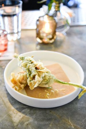 Stuffed squash blossoms at Marisi in La Jolla