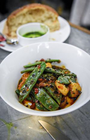 Beans and potatoes at Marisi in La Jolla