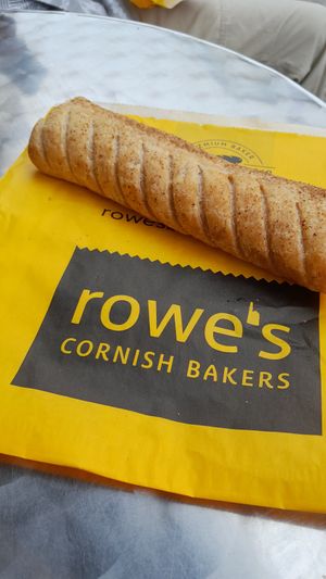 Vegan sausage roll at Rowe's Cornish Bakers - Helston in Helston