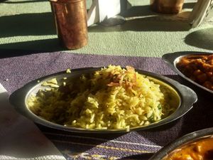 Basmati rice with garlic and herbs 🏵️ at Marwari Indian Food in Tepoztlan