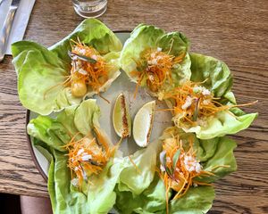 Vegan angry tofu lettuce wraps   at Earls Kitchen + Bar in Vernon