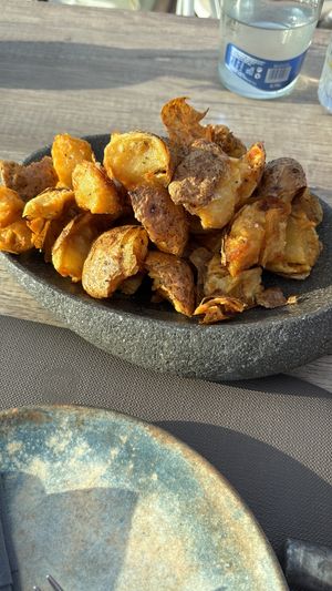 Naxos potatos at Oia Gefsis in Oia