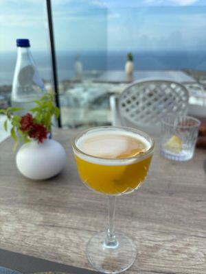 Virgin passion fruit martini at Oia Gefsis in Oia