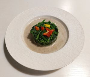 Cream of Mushroom Soup with Baby Spinach (Dairy) 忌廉蘑菇濃湯 佐 菠菜苗 at Kindness Gather - 慈素小聚 in Kowloon