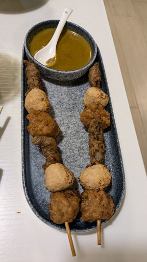 Satay skewers at Kindness Gather - 慈素小聚 in Kowloon