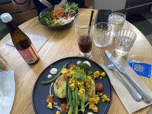 Fritter bowl (back) and hash   at Postal Service in Auckland
