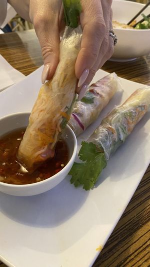 Goi cuon chay bi - shredded fried tofu fried carrots and shiitake mushroom rice paper rolls (serving of 3 rolls)  at Pho Kim in Gothenburg