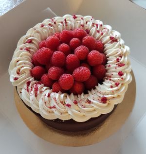 Chokladtårta med hallon at Nova Bakery in Jonsered