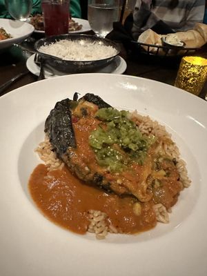 Roasted poblano pepperrs  at 21 Steps in Whistler