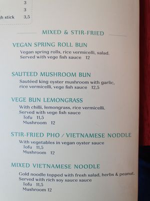 Menu at Non Restaurant in North London