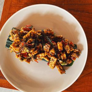 Tempeh Adam Manis (sweet and sour tempeh )  at Taman Dukuh Bali Farm Cooking School - Cooking Class Ubud in Gianyar