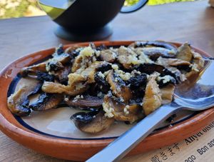 Mushrooms with garlic at Empona's View in Rhodes