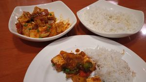 Chilli tofu with streamed rice at Tibet Kitchen - ทิเบต คิทเช่น กรุงเทพมหานคร in Bangkok