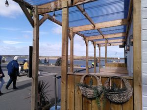 View from outdoor seating area (March 2024) at The Old Boat House in Amble
