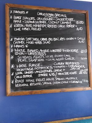 Specials board - nothing vegan this time but it changes (March 2024) at The Old Boat House in Amble