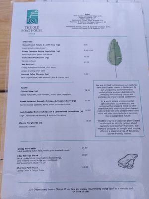 Menu page 1 (March 2024) at The Old Boat House in Amble