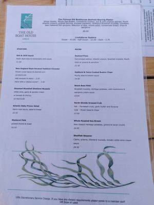 Menu page 2 (March 2024) at The Old Boat House in Amble