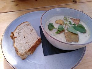 Tofu chowder (March 2024) at The Old Boat House in Amble
