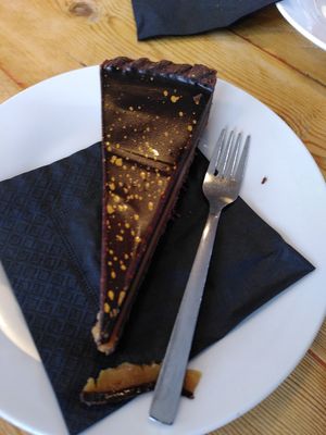 Chocolate tart (August 2024) at The Old Boat House in Amble