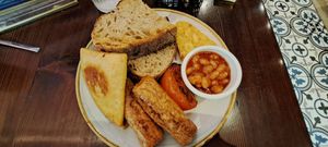 Vegan breakfast (mushrooms swapped for extra potato scone) at Caffe Monza in Greenock