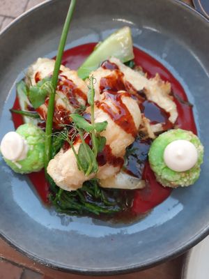 Tintenfisch mit Meeresspargel vegan at SOYO - Restaurant & Bar in Landshut