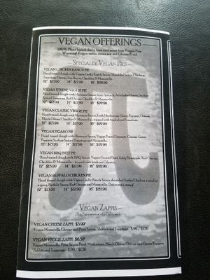 Their vegan menu at The Pie in South Jordan