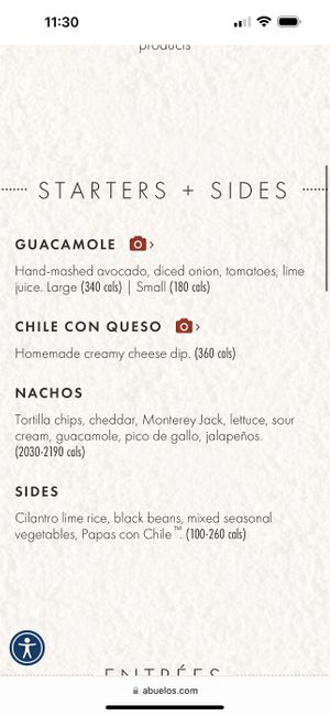 Online menu 2  at Abuelo's in Plano