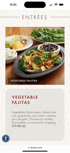 Online menu 2  at Abuelo's in Plano