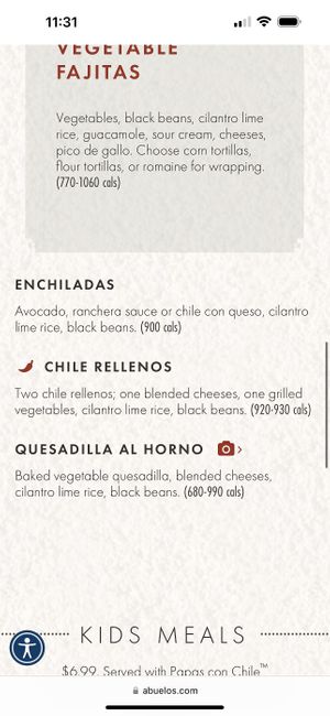 Online menu 3  at Abuelo's in Plano