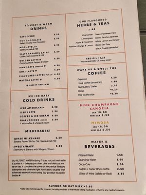 Menu 2 at Quase Café in Lisbon