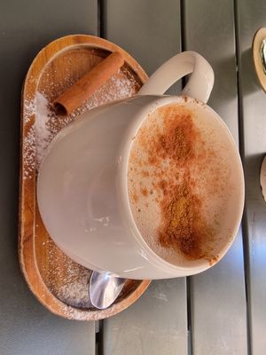 Oatmilk chai latte at Quase Café in Lisbon