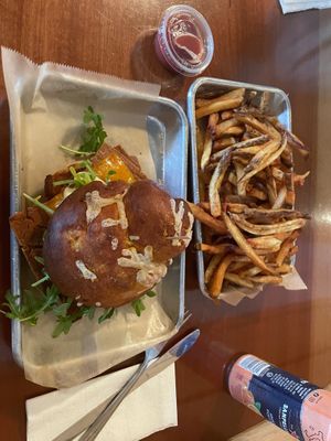 Vegan “hammy” sammie and fries at Fritz's in New Brunswick