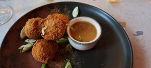 Vegan haggis bon bons at August House in Glasgow