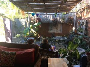 seating area to eat at Pura Vida in Todos Santos