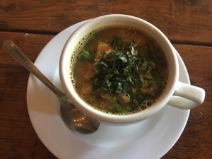 Red Lentil Veggie Soup at Pura Vida in Todos Santos