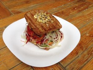 Vegan panini at Pura Vida in Todos Santos