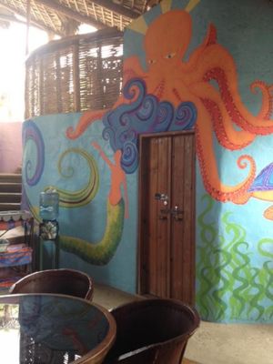 Cool ocean mural at Pura Vida in Todos Santos