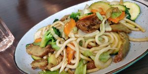 Udon noodles with seitan at Viet Soup in Vienna