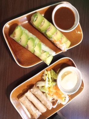 Avocado summer roll, and spring rolls at Viet Soup in Vienna
