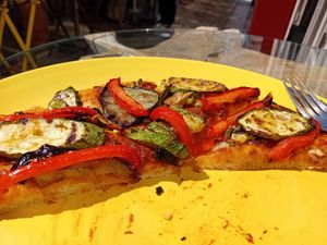 Sokaki Café Vegan Pizza.
 at Sokaki Cafe in Nafplion