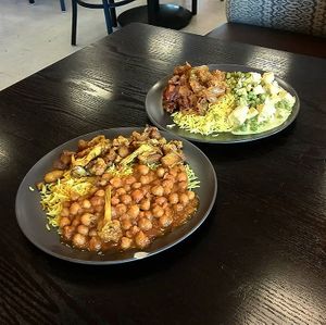 A few of the vegan options served with rice. at Gogi's Cafe in Chico