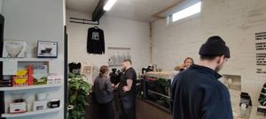 Coffee paraphernalia, totes, coffee machine. at COFFI in Liverpool