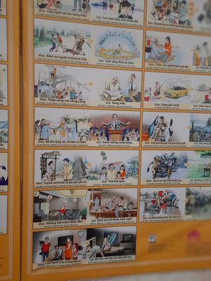 Weird posters on the wall at An Buffet Chay - Ăn Chay Vì Sức Khoẻ in Vung Tau